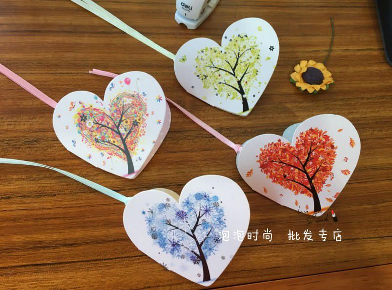 韩国创意感谢卡感恩节爱心小贺卡心形祝福卡片许愿卡七夕节心意卡