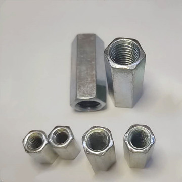 加长圆母镀锌螺母加长六角螺母丝杆连接螺帽圆型丝白锌接母