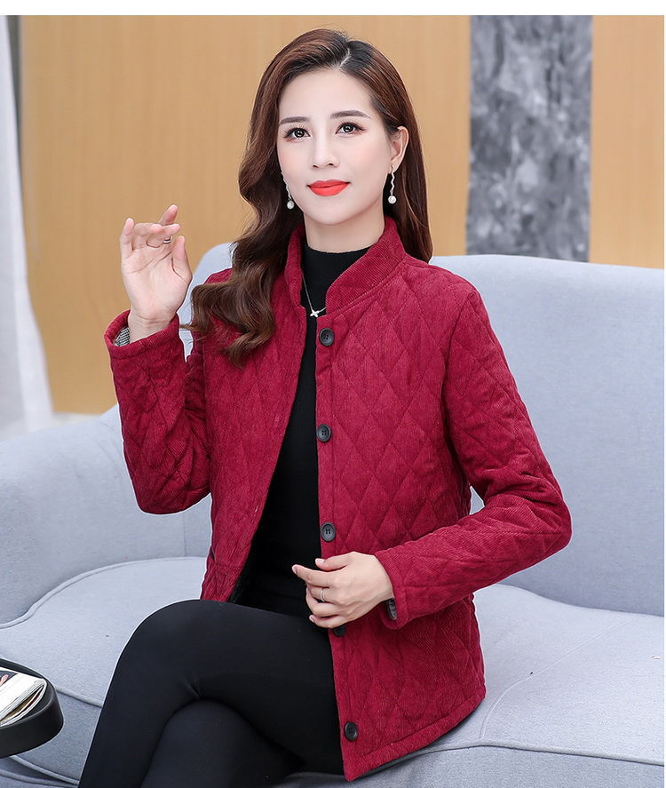 妈妈装秋冬装休闲棉服中年女轻薄小棉衣短款大码棉袄四五十岁棉衣