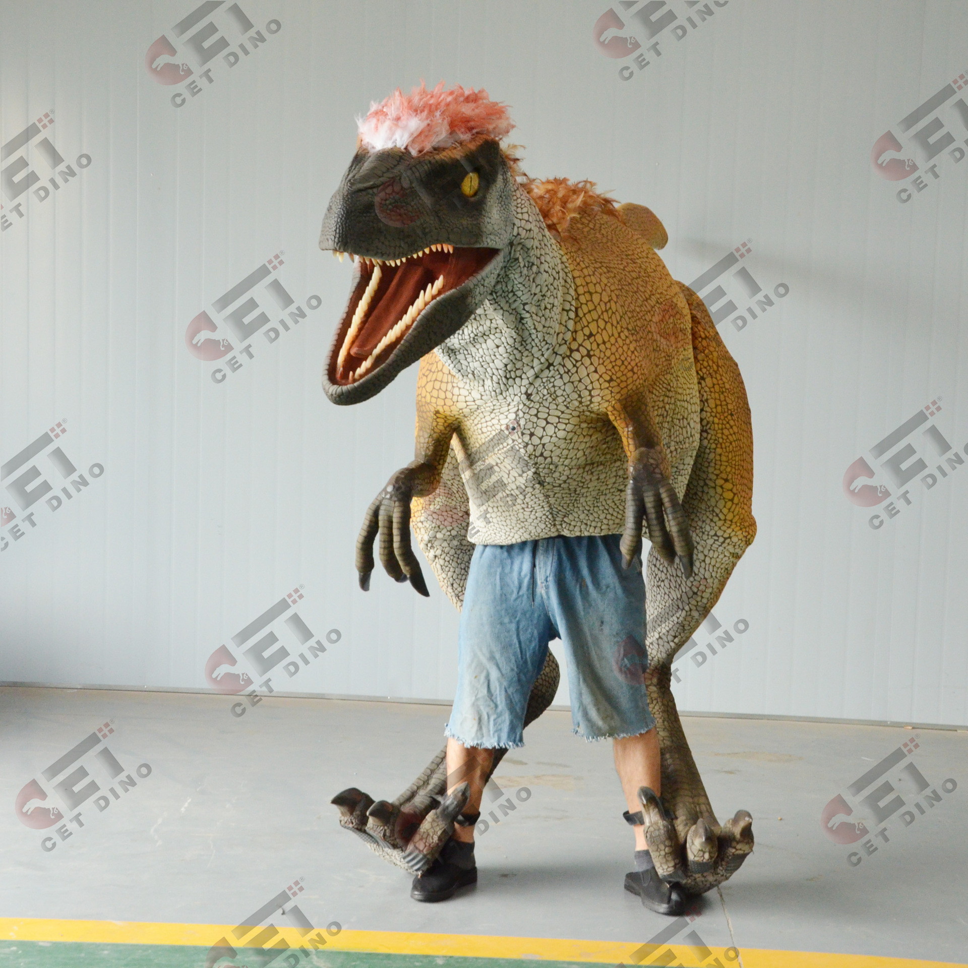 自贡仿真恐龙皮套游乐园商场表演服巡演人穿恐龙衣服恐龙表演道具-阿