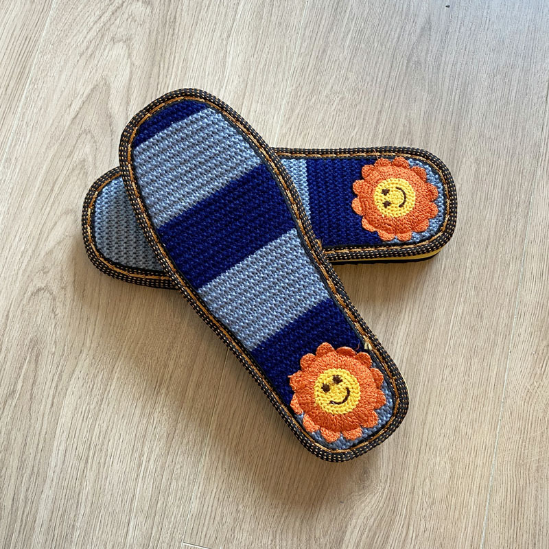 新款绣花鞋垫diy手工编织毛线拖鞋防滑耐磨钩好鞋垫情侣春秋底板