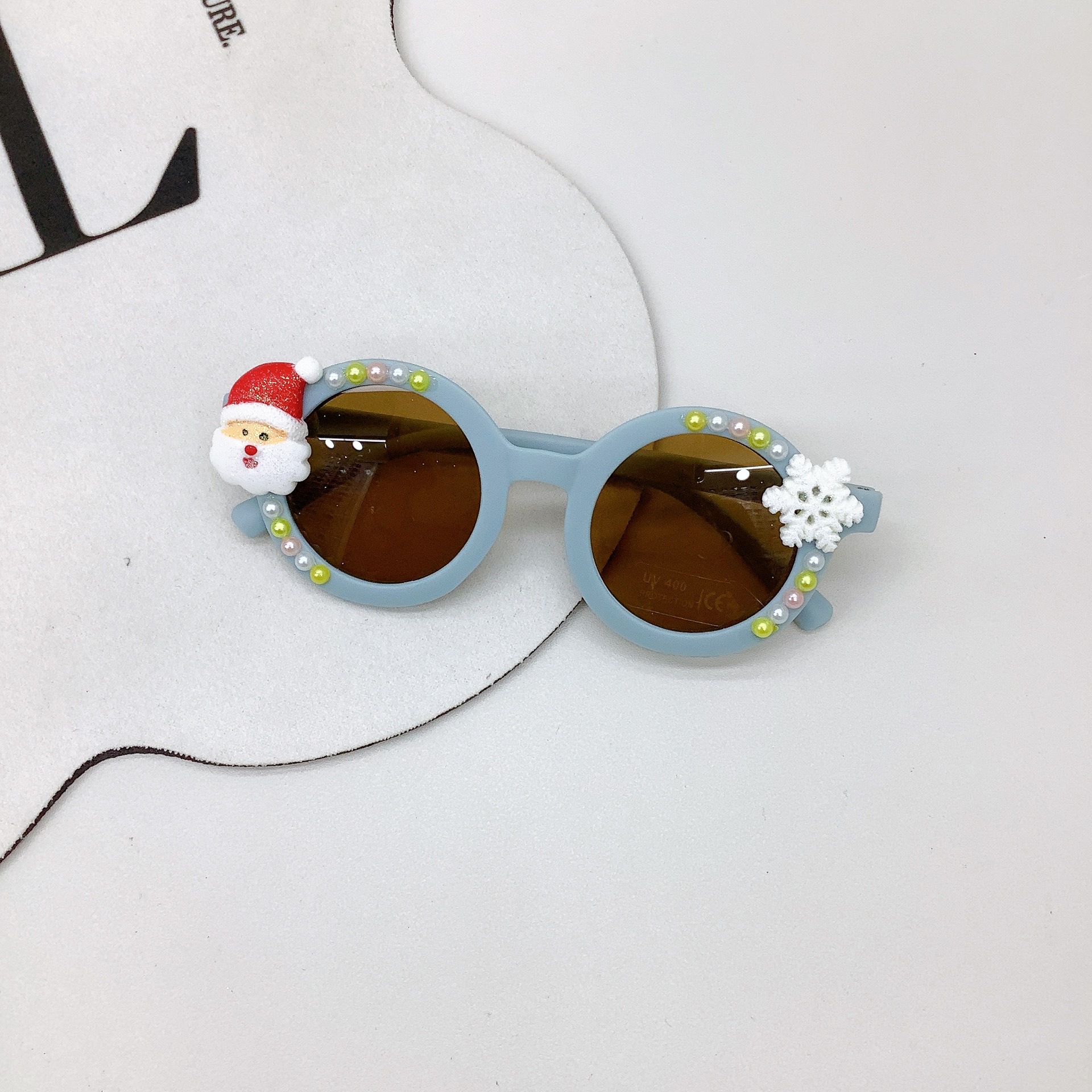 New Cute Kids Sunglasses round Frame Fashion Snowflake Santa Claus Baby Sunglasses Sunshade Stylish Glasses