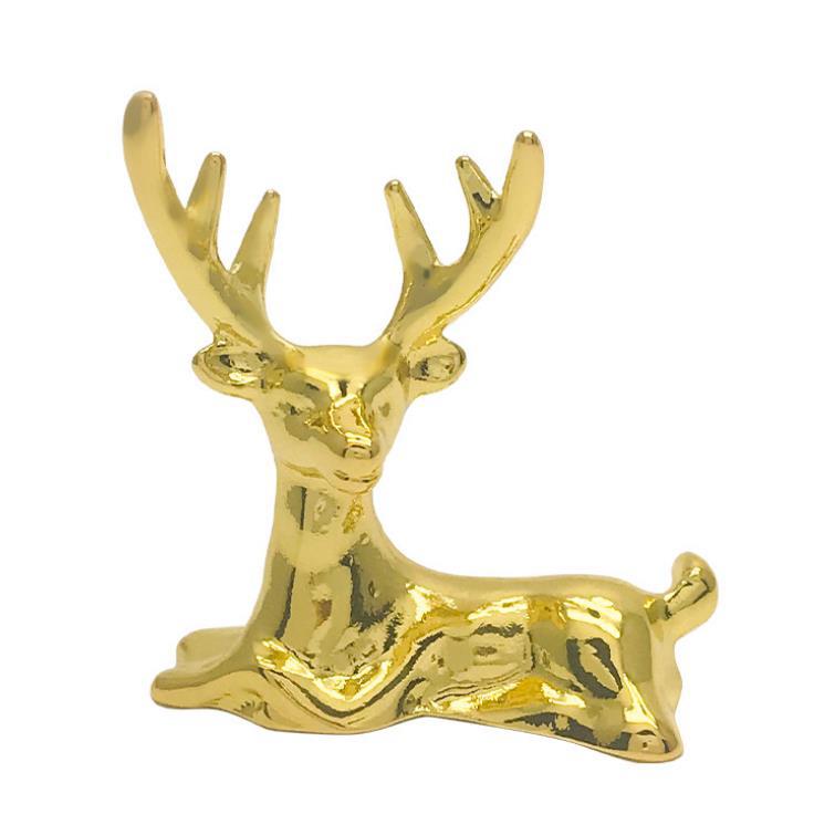 灯饰配件 陶瓷盖配件 糖果罐装饰件 卧鹿 合金鹿金属金色鹿