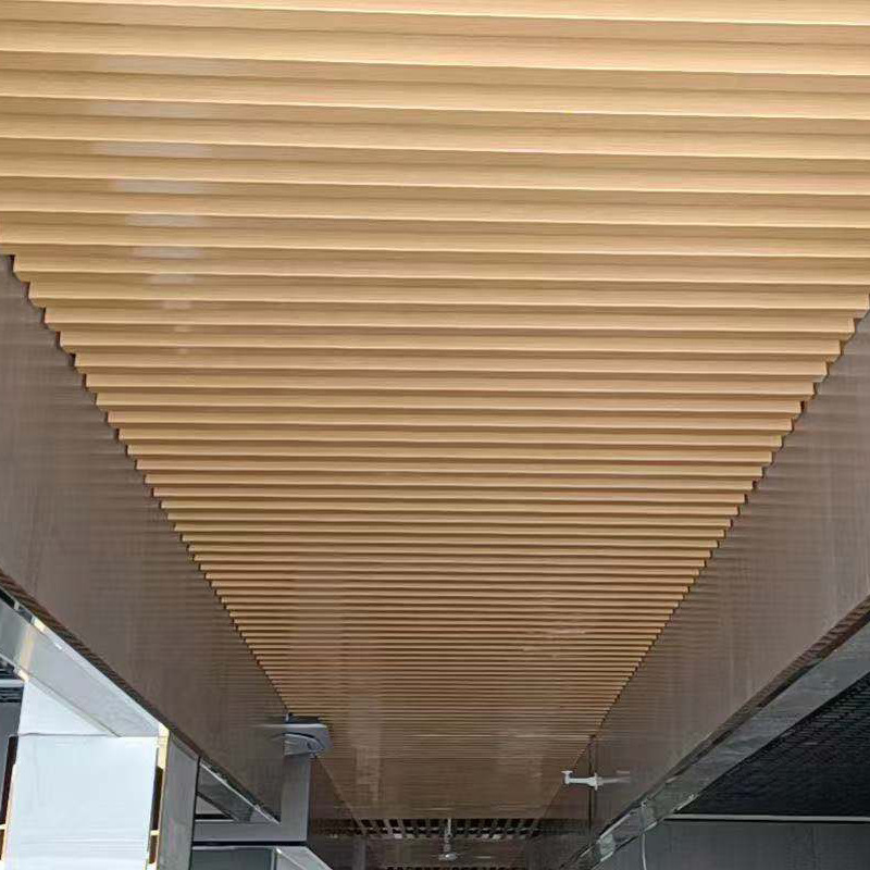 商场走廊吊顶方通铝天花学校装饰木纹铝方通u形铝合金方通吊顶