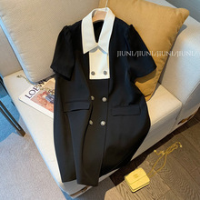 高级感黑色休闲连衣裙女法式2023夏季新款宽松显瘦气质轻奢短裙