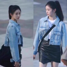 刘浩存同款春秋小个子短款时尚百搭牛仔外套女短款牛仔夹克上衣潮