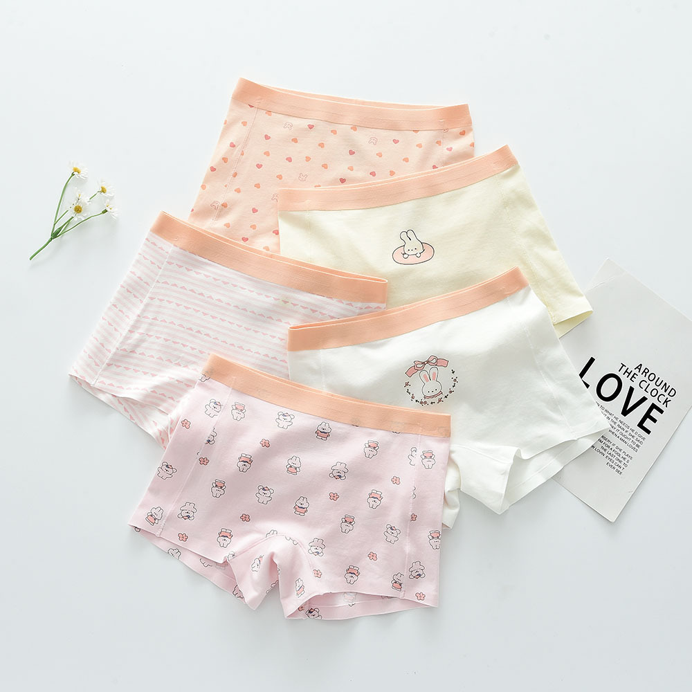 etx女童内裤60支精梳棉中大童学生无痕平角短裤少女中腰四角短裤