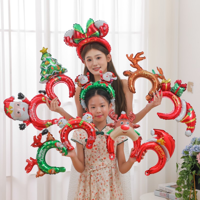 圣诞节发箍头饰发卡气球儿童装饰新年元旦幼儿园手棒手腕场景布置