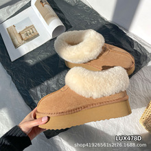 澳洲AUSLUX羊皮毛一体内里保暖防滑厚底懒人雪地靴冬季女鞋LUX478