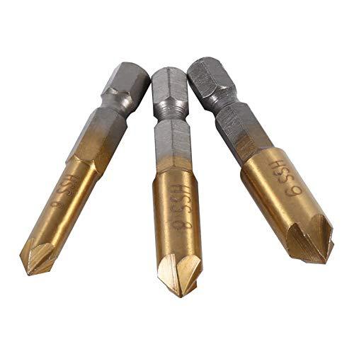 Hexagonal Shank Titanium Plated Five Blade Chamferer 6-19mm Woodworking Rose Reamer Set 6PCs Woodworking Hole Saw