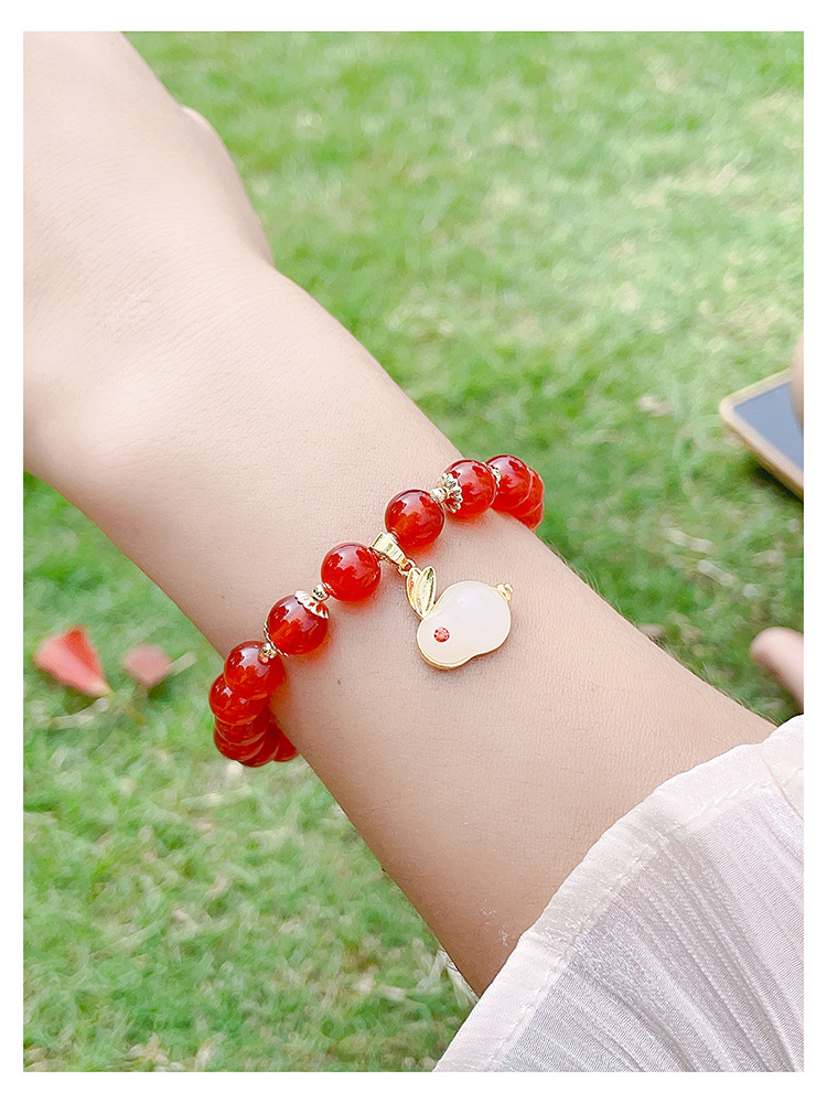 Natural Red Agate Beads Small Jade Rabbit Bracelet Female Rabbit Year of Birth Bracelet Jewelry New Year Gift Wholesale