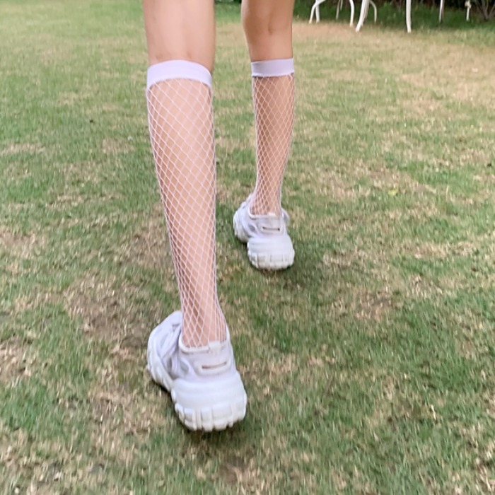 夏季少女性感镂空渔网袜夏季女神渔网袜中筒袜学生小腿网袜