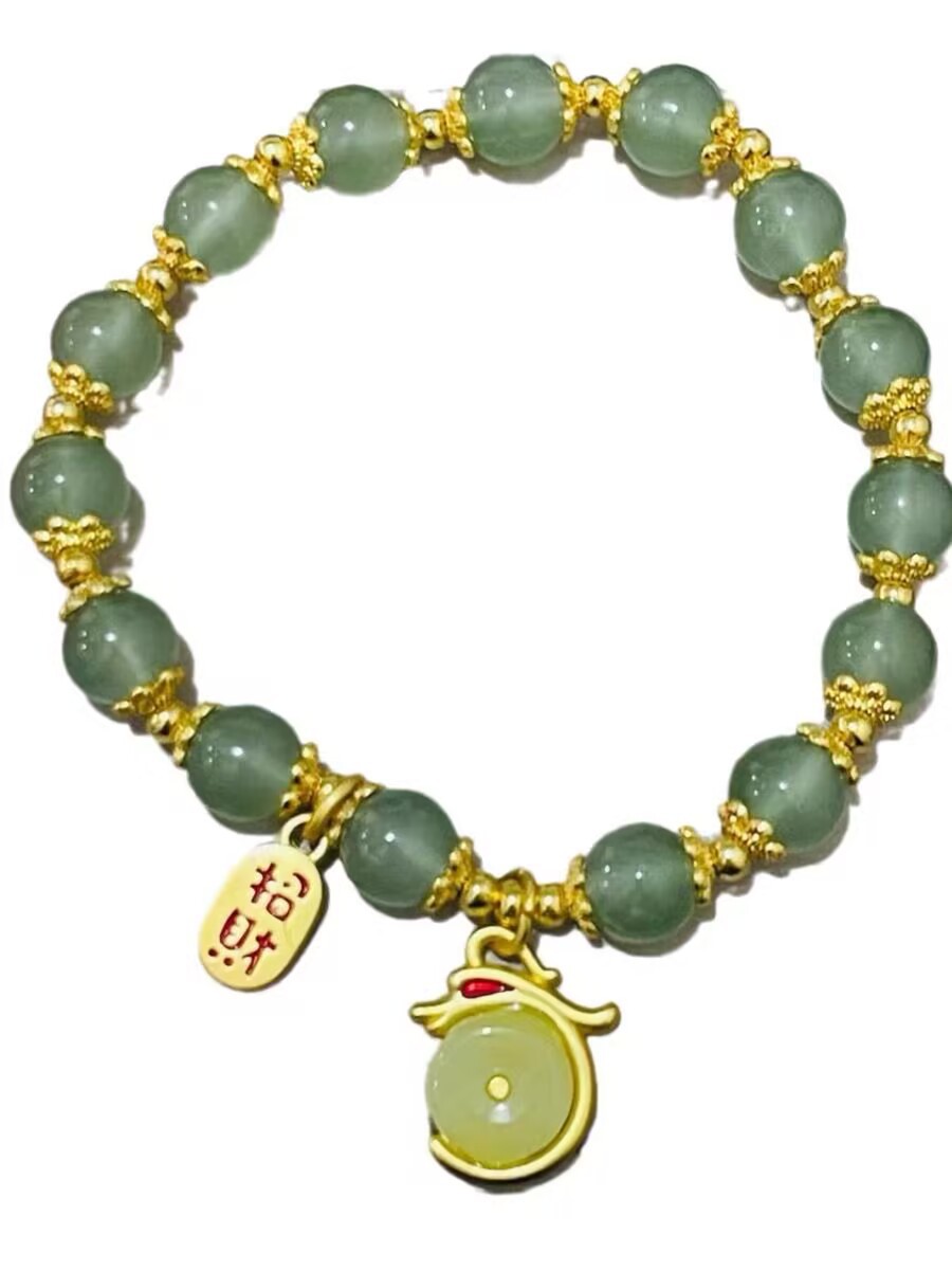 2024年平安扣红玛瑙仿和田钰龙本命年手链女高级感设计生肖手串礼