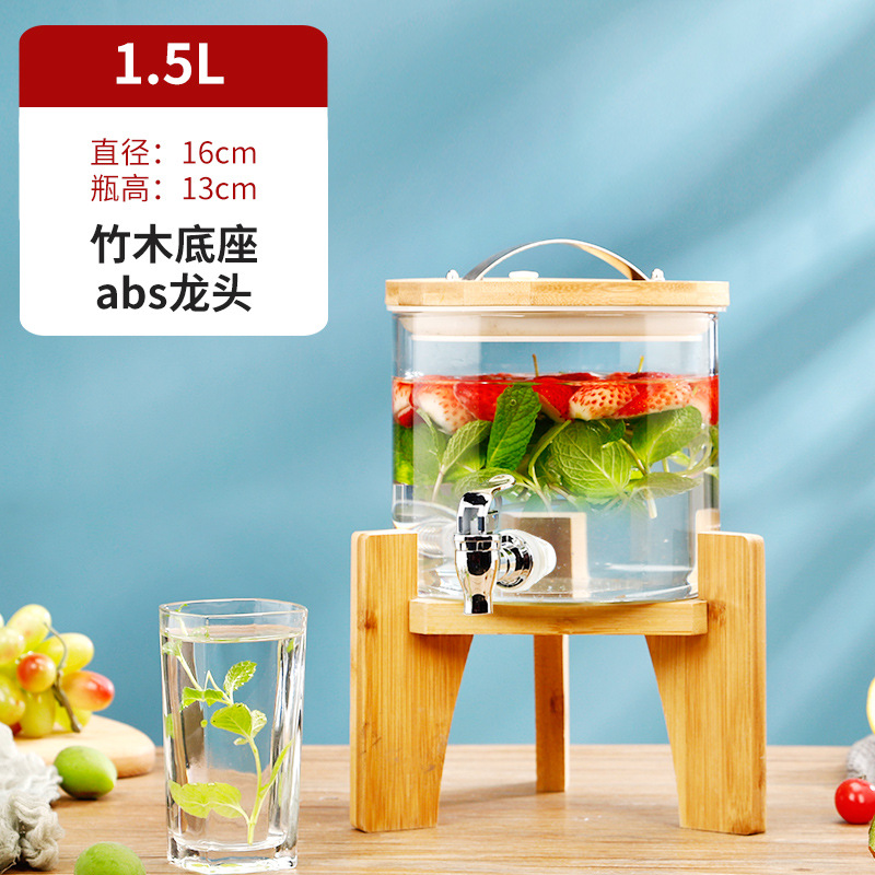 High Temperature Resistant Glass Wine Fermentation Jar with Faucet Wine Jar Grape Wine-Making Bottle Fruit Tea Barrel Medicine Wine Cans Self-Service Beverage Barrel