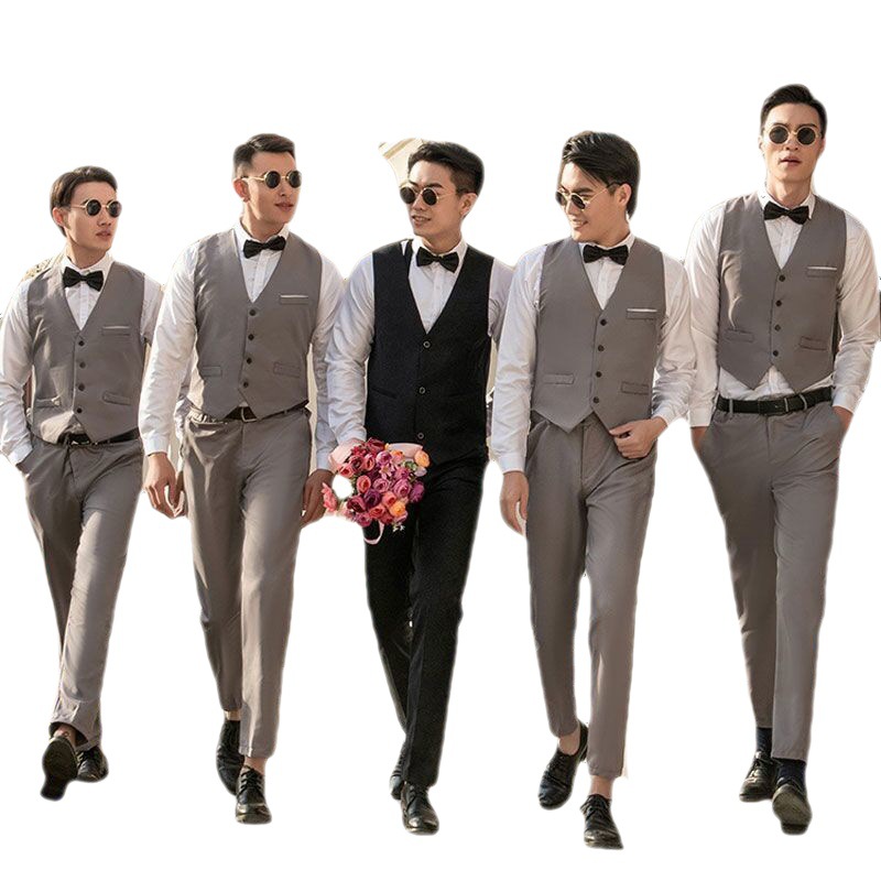 伴郎服西式兄弟装男套装伴郎团衣服衬衫马甲结婚衣服合唱礼服夏季