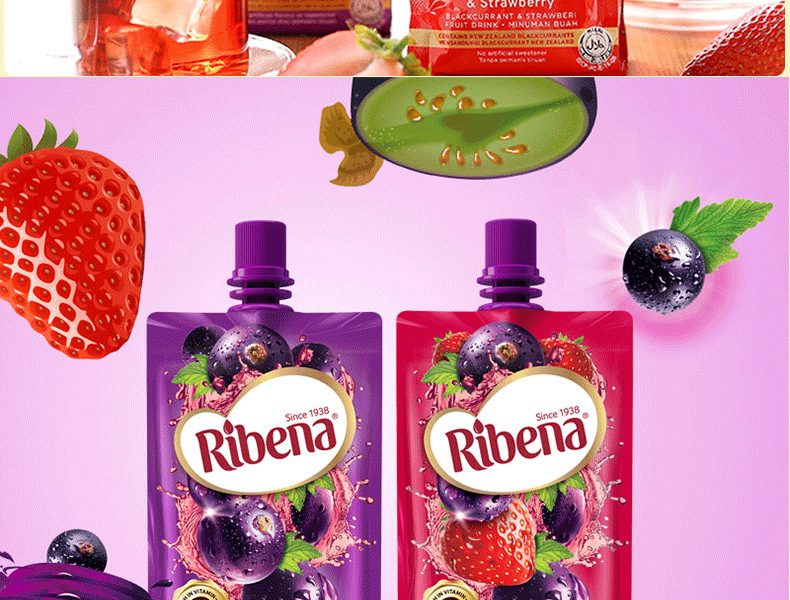 菲律宾原装进口 利宾纳维c果汁饮料330ml草莓黑加仑柠宾维生素c