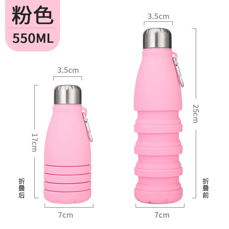 New Platinum Level Silicone Retractable Coke Bottle Exclusive for Cross-Border Outdoor Sports Folding Kettle 550ml Water Cup