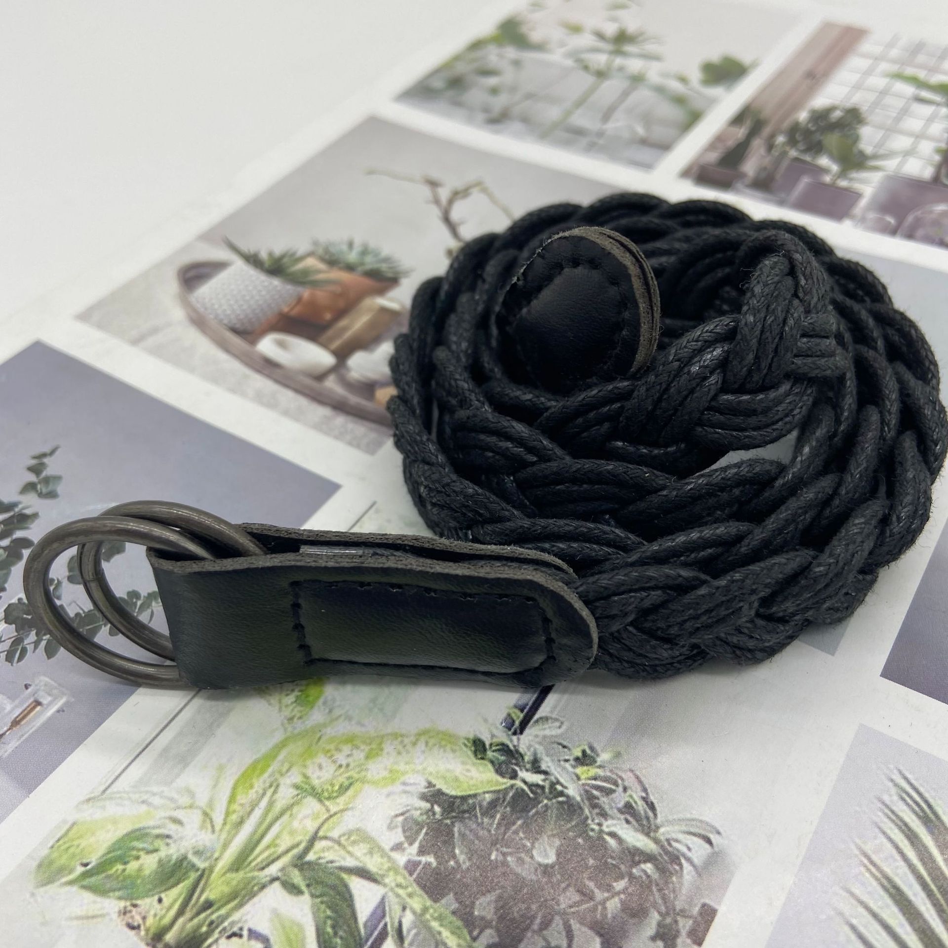 工厂定制新款黑色波西米亚编织女细腰带潮款腰带 批发价女士腰绳