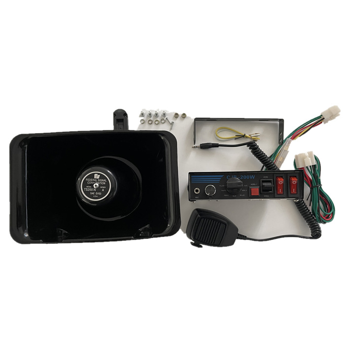200w 新款9音车载警报器主机 带喊话器 汽车喇叭跨境出口 12v24v