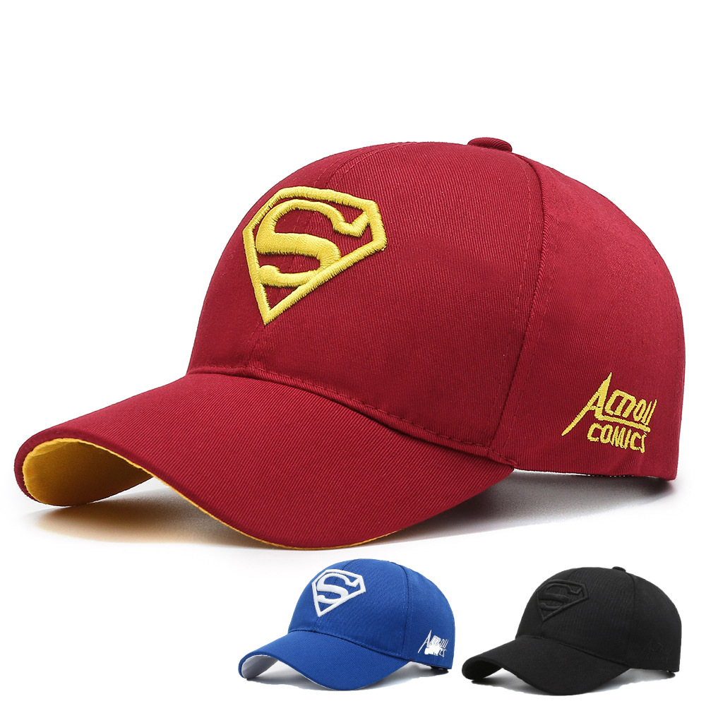 Hat Male Baseball Cap Korean Superman Embroidered Peaked Cap Female Diamond Outdoor Sports Sun Hat Female Wholesale