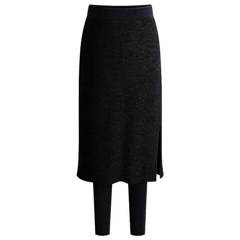 100.00kg Autumn and Winter Fleece-lined Fake Two-Piece Skirts One-Piece Trousers Korean Warm Leggings One-Step Skirt Hong Kong Style S-5XL