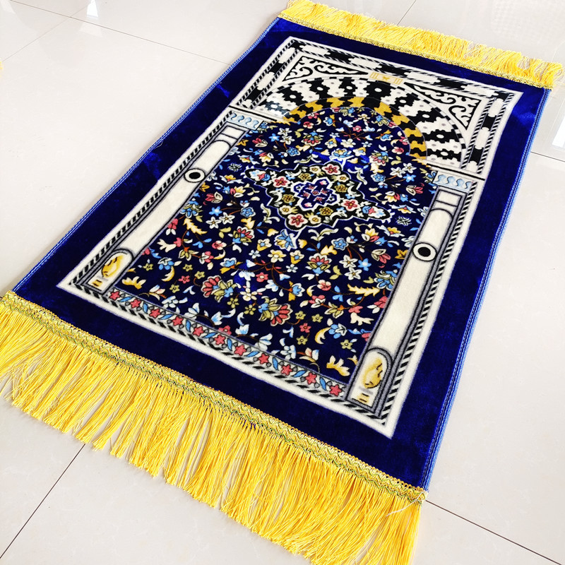 Cross-Border Wholesale Tassel Prayer Mat Printed Thickening Middle East Style Carpet Prayer Mat SAJJADAH Worship Blanket