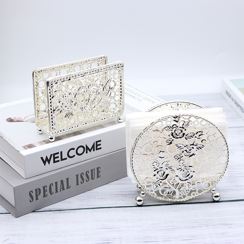 Metal Hollow Vintage Tissue Holder High-End Hotel Cafe Restaurant Tissue Box Napkin Holder Factory Wholesale Design