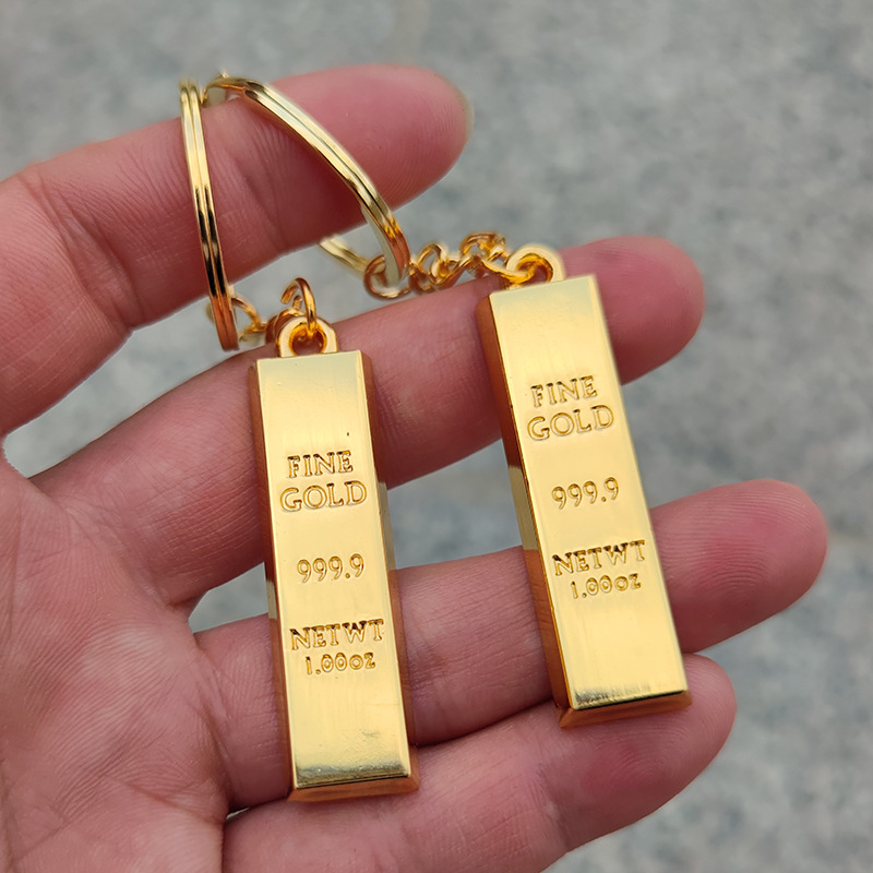 仿金条钥匙扣 金属金砖钥匙扣 仿真黄金金条钥匙链挂件商务礼品
