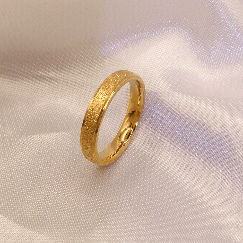 韩版钛钢磨砂戒指女简约情侣戒指食指戒情侣指环保色个性素圈戒指