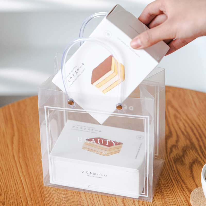 烘焙透明手提袋吐司面包甜品蛋糕饮料绿豆糕外卖打包节日礼物包装