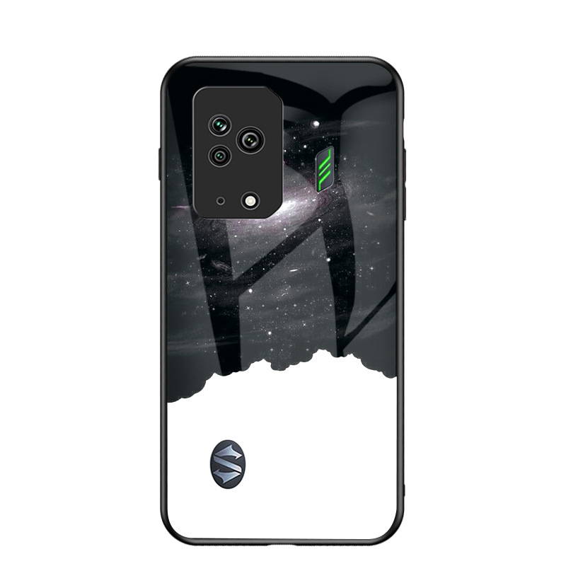适用黑鲨5手机壳黑鲨5pro玻璃软边5rs星空彩绘4pro保护套
