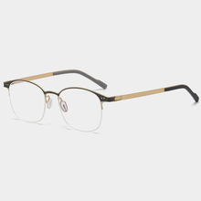 新款双色半框超弹商务时尚无螺丝无焊点眼镜休闲百搭钛光学眼镜框