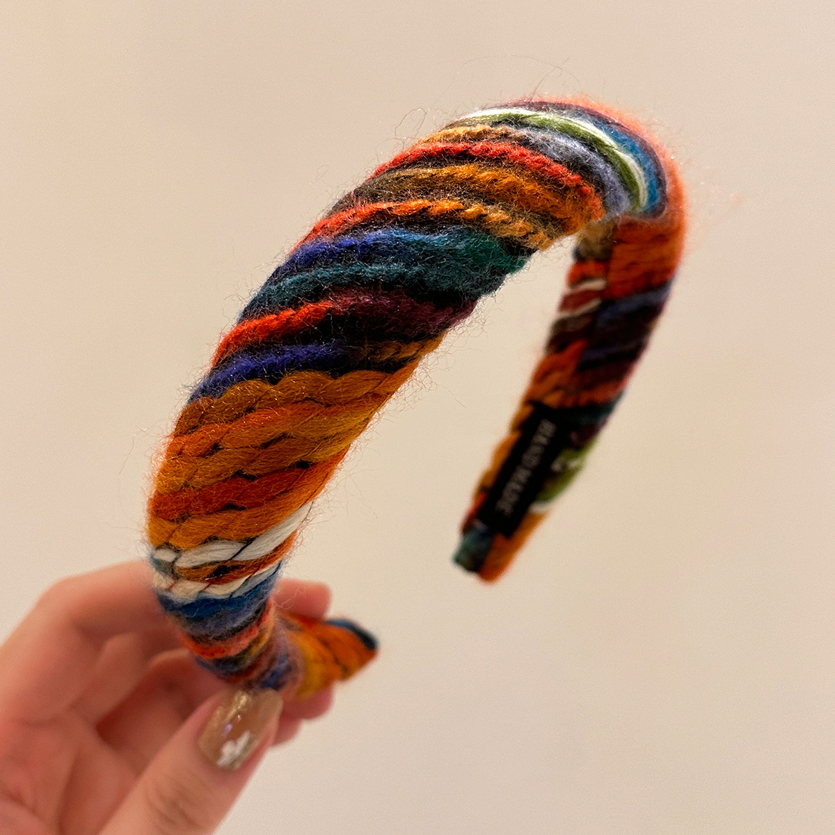 Korean Style Autumn and Winter Colorful Woven Headband 2023 New Retro High Skull Top Elegant Mixed Color Wool Knitted Headband for Women