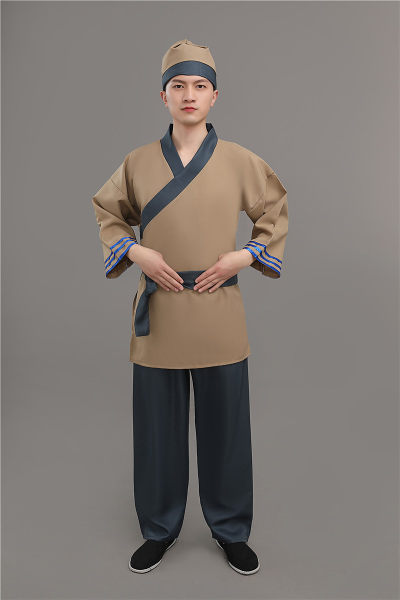 新款店小二平民古装演出成人汉服男农夫家丁仆人书童茶艺馆工作服