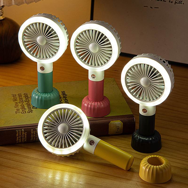 Retro Light Handheld Small Fan Mini Rechargeable Usb Portable Wind Mechanics Hand-Held Desktop Fan