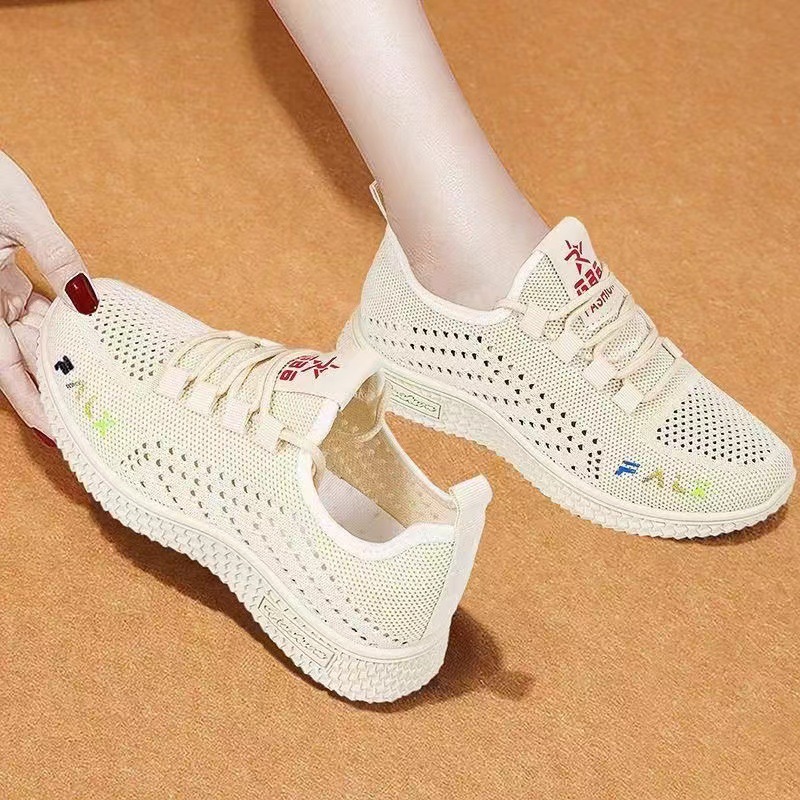 Women's Shoes Spring 2023 New Flying Woven Pumps Foreign Trade Women's Shoes Soft Bottom Breathable Shoes Casual Sneakers for Women