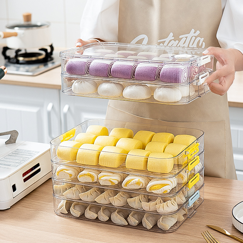 Stackable Dumplings Box Covered Household Refrigerator Ultra-Low Temperature Quick-Frozen Food Storage Box Chaotic Steamed Bread Finishing Box