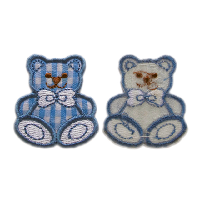 小熊贴布绣 电脑绣花章 卡通图案刺绣 小孩衣服补丁布贴定制厂家