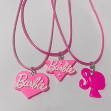 Pinkbankbaby原创自制y2k辣妹编织粉红蜡线芭比吊坠叠带项链女