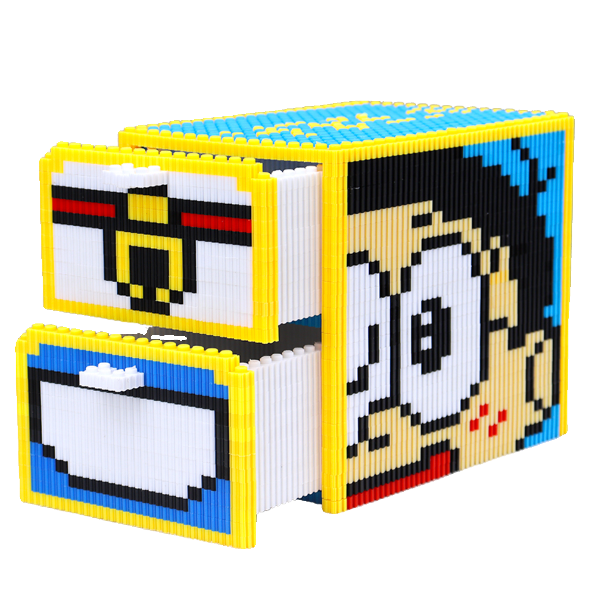 抽屉哆啦a梦儿童积木玩具机器猫收纳益智拼图颗粒男女生礼物送人