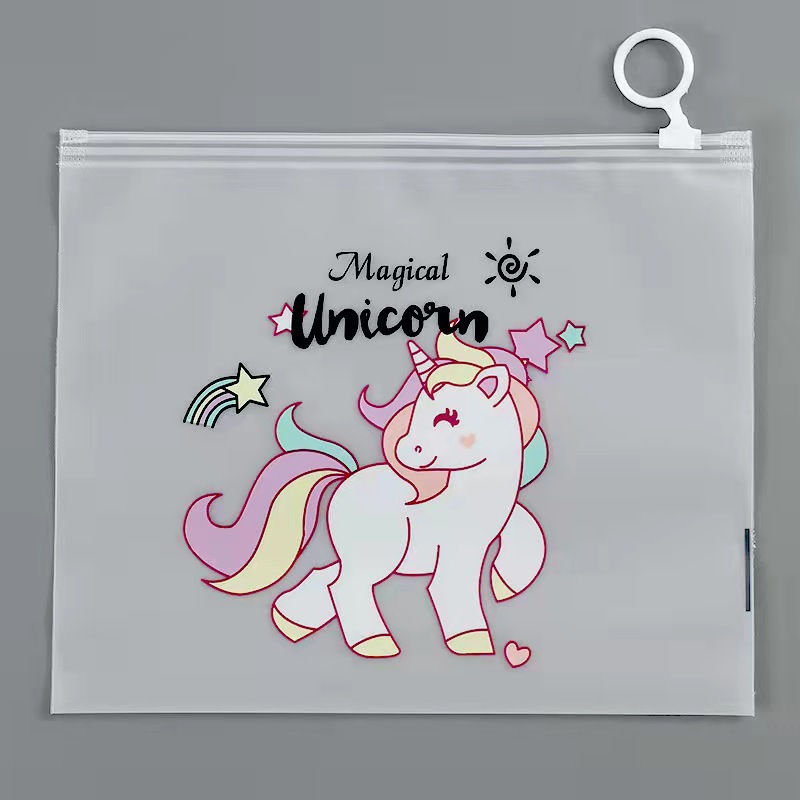 Unicorn Frosted Pencil Case Wholesale Stationery Case Large Capacity Transparent File Bag Student Minimalist Cute Cartoon Pencil Case