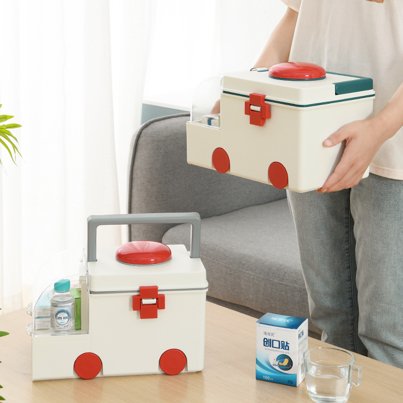 Songtai Household Medicine Box Portable Storage Box Large Capacity Storage Box Ambulance Shape Medicine Box Songtai Factory Medicine Box