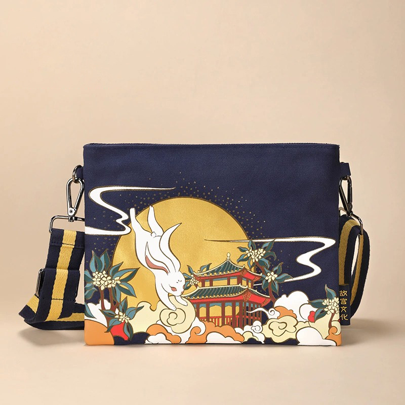 故宫文化金桂浮月帆布包单肩包斜挎包博物院国潮文创