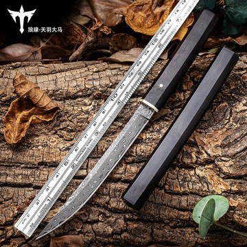 户外露营生存刀具防身野外求生战术直刀爆款长款瑞士大马士革钢刀