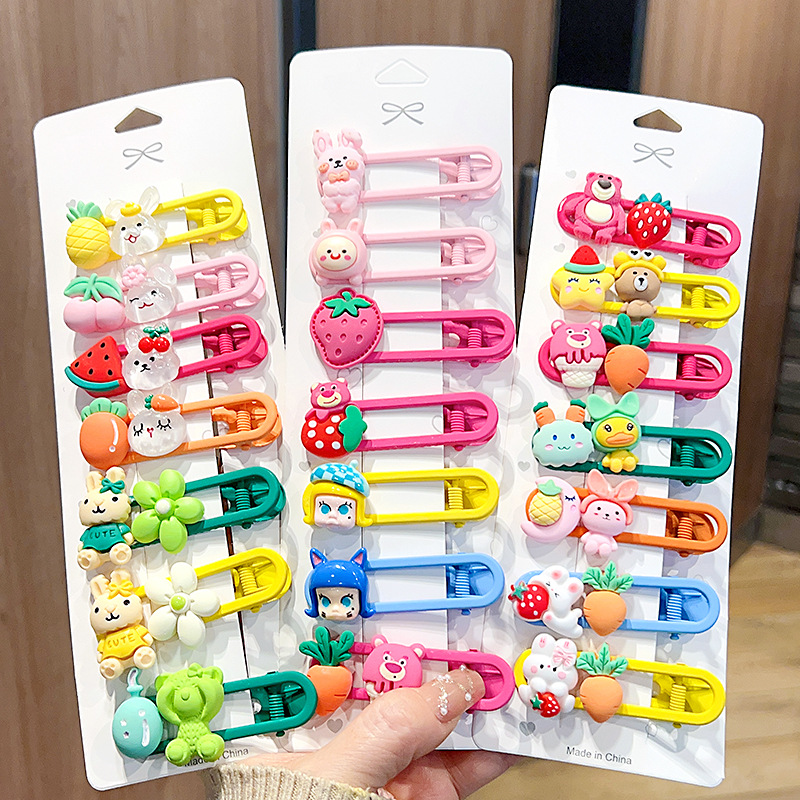 2023 Early Spring New Children's Barrettes Super Cute Bear Seamless Duckbill Clip Side Bang Clip Hair Clip for Broken Hair Barrettes Hairpin