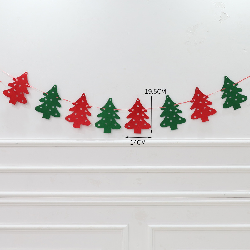 2023 Christmas Felt Decoration Supplies Diy New Felt Christmas Tree Pendant Non-Woven Letters Hanging Flag