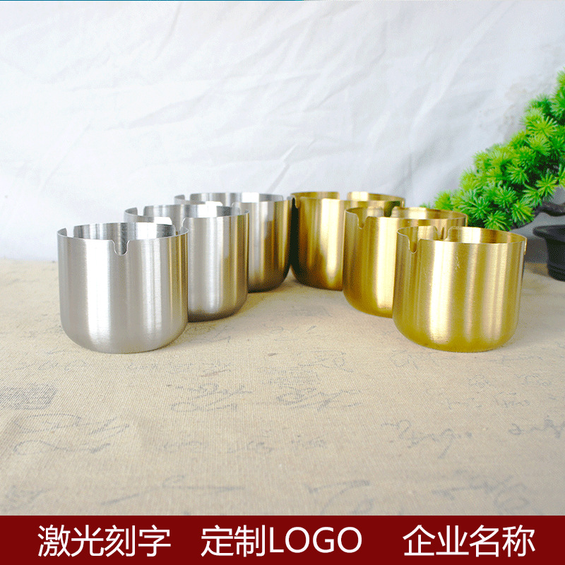 Cross-Border Stainless Steel Metal Ashtray Heightened Office Windproof Ktv Straight Ashtray Creative Gift Thick Ashtray