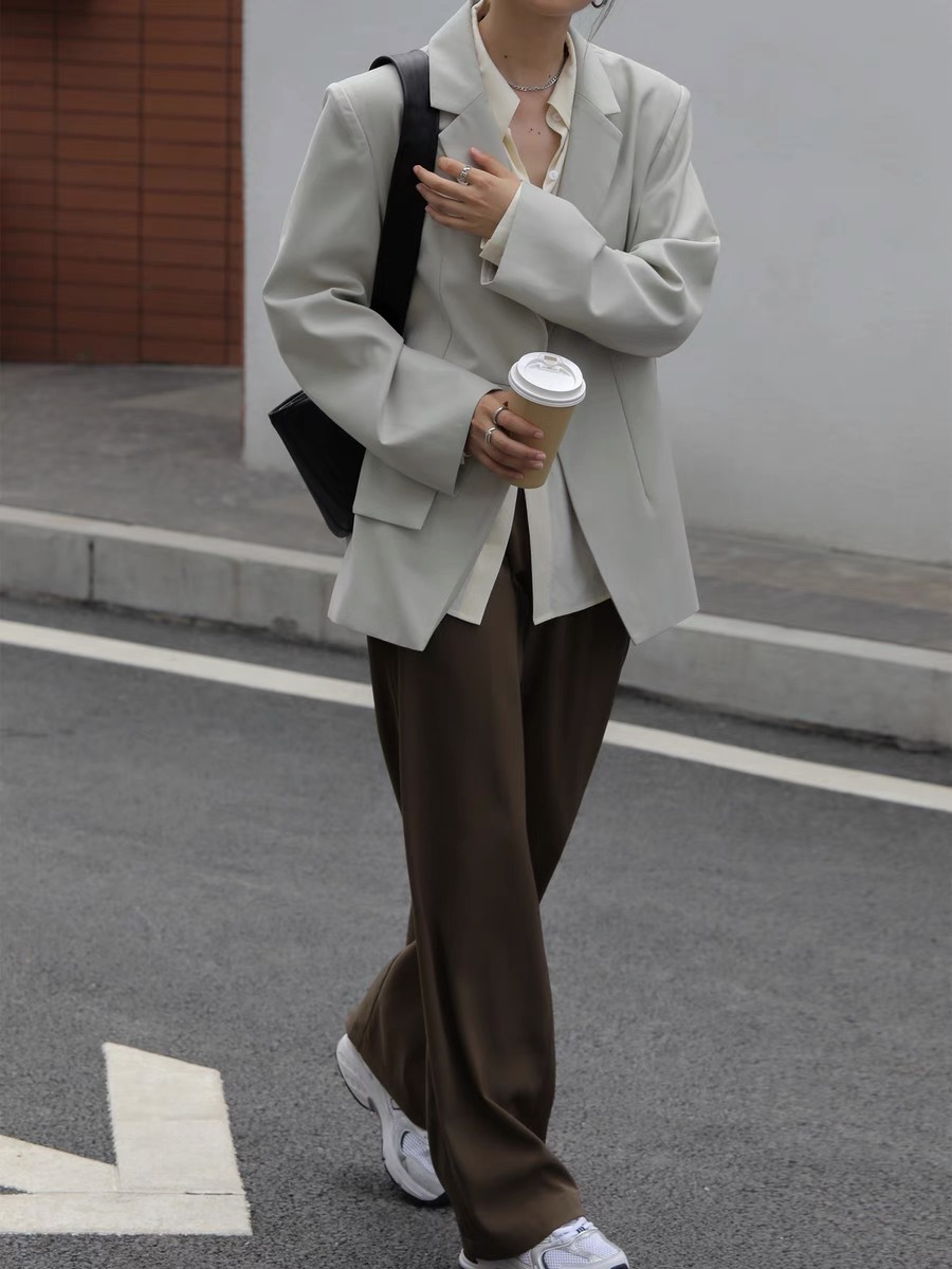 宽松拖地西装裤直筒春秋裤子阔腿西裤