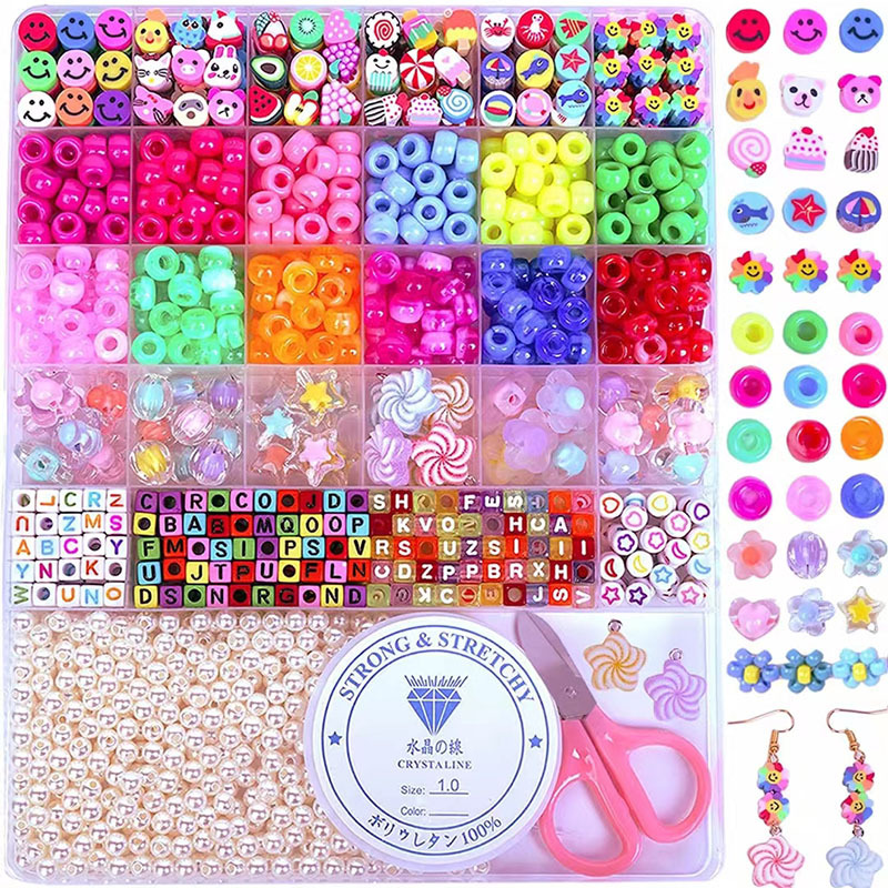 DIY Ornament Solid Color Pony Beads Necklace Bracelet Making Beaded Kit Acrylic Factory Exclusive Supply Children's Bracelet