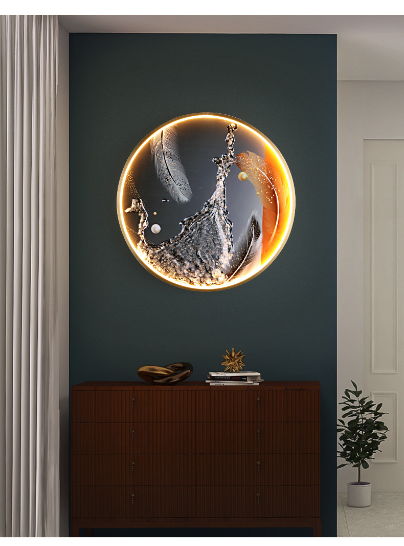 设计师新中式壁画灯装饰画中国风禅意客厅过道玄光茶室背景墙壁灯